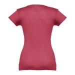 Getailleerde dames t-shirt met v-hals en katoen 150 g/m2 THC Athens kleur gemarmerd rood