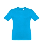 Gepersonaliseerde kinder t-shirt van katoen 150 g/m2 THC Quito kleur cyaan blauw