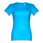 Getailleerd T-shirt voor dames, gezeefdrukt katoen 190 g/m2 THC Ankara kleur cyaan blauw