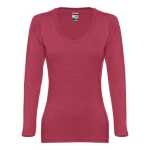 Dames T-shirts van katoen 150 g/m2 THC Boekarest kleur gemarmerd rood