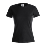 Katoenen dames T-shirts met logo van 150 g/m2 Keya kleur zwart