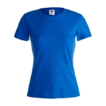 Katoenen dames T-shirts met logo van 150 g/m2 Keya kleur blauw