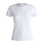 Katoenen dames T-shirts met logo van 150 g/m2 Keya kleur wit