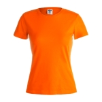 Katoenen dames T-shirts met logo van 150 g/m2 Keya kleur oranje