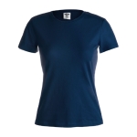 Katoenen dames T-shirts met logo van 150 g/m2 Keya kleur marineblauw