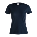 Katoenen dames T-shirts met logo van 150 g/m2 Keya kleur donkerblauw