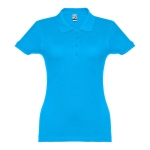 Dames katoenen polo in diverse kleuren 195 g/m2 THC Eve kleur cyaan blauw