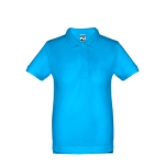 Kinder reclame poloshirts van katoen 195 g/m2 THC Adam Kids kleur cyaan blauw