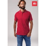 Slim-fit poloshirts met logo van 210 g/m2 THC Rome-katoen kleur rood luxe weergave