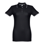 Gepersonaliseerde polo's voor dames van tweekleurig katoen 210 g/m2 THC Rome kleur zwart