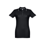 Gepersonaliseerde polo's voor dames van tweekleurig katoen 210 g/m2 THC Rome kleur zwart eerste weergave