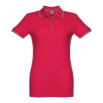 Gepersonaliseerde polo's voor dames van tweekleurig katoen 210 g/m2 THC Rome kleur rood