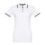 Gepersonaliseerde polo's voor dames van tweekleurig katoen 210 g/m2 THC Rome kleur wit