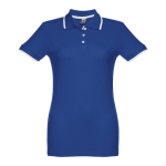 Gepersonaliseerde polo's voor dames van tweekleurig katoen 210 g/m2 THC Rome kleur koningsblauw