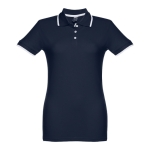 Gepersonaliseerde polo's voor dames van tweekleurig katoen 210 g/m2 THC Rome kleur marineblauw