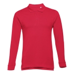 Polo's met lange mouwen van katoen 210 g/m2 THC Bern kleur rood