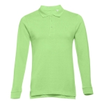 Polo's met lange mouwen van katoen 210 g/m2 THC Bern kleur lichtgroen