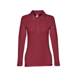 Polo voor dames met lange mouwen van 210 g/m2 katoen THC Bern kleur bordeaux eerste weergave