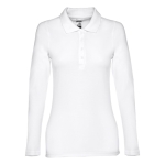 Polo voor dames met lange mouwen van 210 g/m2 katoen THC Bern kleur wit