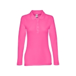 Polo voor dames met lange mouwen van 210 g/m2 katoen THC Bern kleur fuchsia eerste weergave