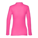 Polo voor dames met lange mouwen van 210 g/m2 katoen THC Bern kleur fuchsia