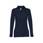 Polo voor dames met lange mouwen van 210 g/m2 katoen THC Bern kleur marineblauw eerste weergave