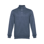 Sweater met 1/4 rits van katoen en polyester 320 g/m2 THC Budapest kleur gemarmerd blauw eerste weergave