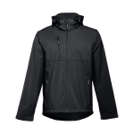 Softshell jassen met capuchon polyester 280 g/m2 THC Zagreb kleur zwart eerste weergave