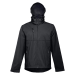 Softshell jassen met capuchon polyester 280 g/m2 THC Zagreb kleur zwart vierde weergave