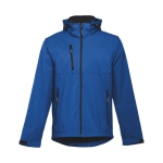 Softshell jassen met capuchon polyester 280 g/m2 THC Zagreb kleur blauw eerste weergave