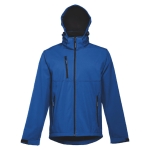 Softshell jassen met capuchon polyester 280 g/m2 THC Zagreb kleur blauw vierde weergave