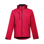 Softshell jassen met capuchon polyester 280 g/m2 THC Zagreb kleur rood eerste weergave