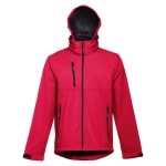 Softshell jassen met capuchon polyester 280 g/m2 THC Zagreb kleur rood vierde weergave