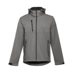 Softshell jassen met capuchon polyester 280 g/m2 THC Zagreb kleur grijs eerste weergave