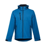 Softshell jassen met capuchon polyester 280 g/m2 THC Zagreb kleur cyaan blauw eerste weergave