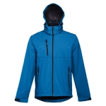 Softshell jassen met capuchon polyester 280 g/m2 THC Zagreb kleur cyaan blauw vierde weergave