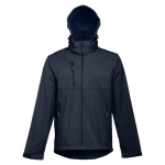 Softshell jassen met capuchon polyester 280 g/m2 THC Zagreb kleur marineblauw vierde weergave