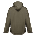 Softshell jassen met capuchon polyester 280 g/m2 THC Zagreb kleur miliair groen