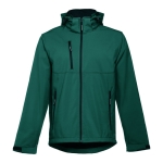 Softshell jassen met capuchon polyester 280 g/m2 THC Zagreb kleur donkergroen