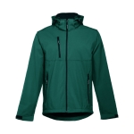 Softshell jassen met capuchon polyester 280 g/m2 THC Zagreb kleur donkergroen eerste weergave