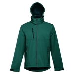 Softshell jassen met capuchon polyester 280 g/m2 THC Zagreb kleur donkergroen vierde weergave