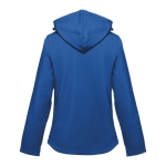 Dames softshell jassen met capuchon polyester 280 g/m2 THC Zagreb kleur blauw