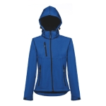 Dames softshell jassen met capuchon polyester 280 g/m2 THC Zagreb kleur blauw vierde weergave