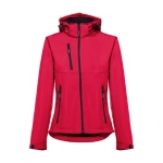 Dames softshell jassen met capuchon polyester 280 g/m2 THC Zagreb kleur rood eerste weergave