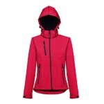 Dames softshell jassen met capuchon polyester 280 g/m2 THC Zagreb kleur rood vierde weergave