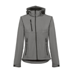 Dames softshell jassen met capuchon polyester 280 g/m2 THC Zagreb kleur grijs eerste weergave