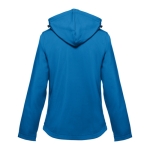 Dames softshell jassen met capuchon polyester 280 g/m2 THC Zagreb kleur cyaan blauw