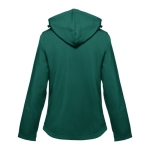 Dames softshell jassen met capuchon polyester 280 g/m2 THC Zagreb kleur donkergroen