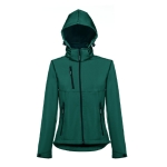 Dames softshell jassen met capuchon polyester 280 g/m2 THC Zagreb kleur donkergroen vierde weergave