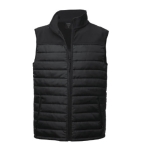 Promotionele waterdichte softshell en polyester bodywarmer MKT Bordy kleur zwart